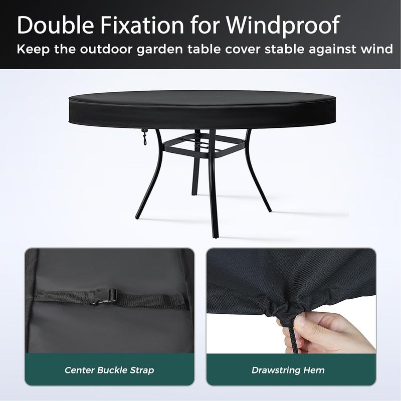 SUNICO Outdoor Round Table Cover 48" Dia, Patio Table Cover Round for Patio Circle Coffee Table & Dining Table & Picnic Table.Windproof, Waterproof, Stain-Resistant, Durable Table Cover - Image 3